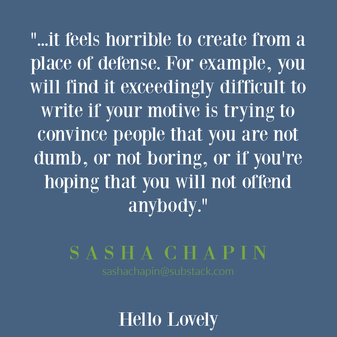 Sasha Chapin wisdom quote about writing and creativity on Hello Lovely Studio.