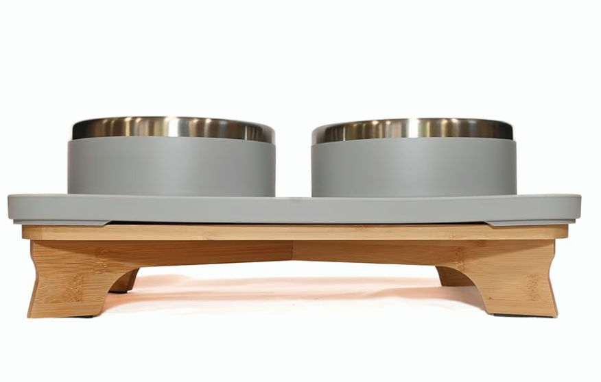 Trot complete elevated bowl set in gray.