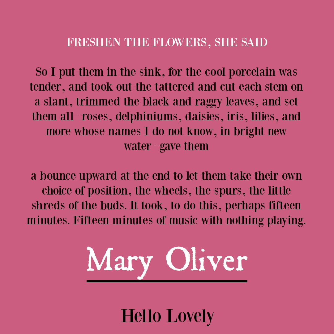 Nature poetry by Mary Oliver to inspire insight, wisdom, hope, and depth - on Hello Lovely Studio. #flowerquote