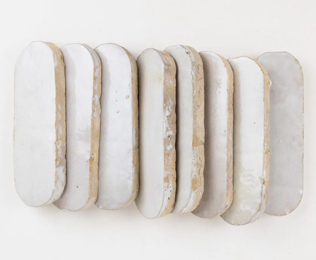 2" x 6" Zellige Terracotta Tiles in White, Wayfair.