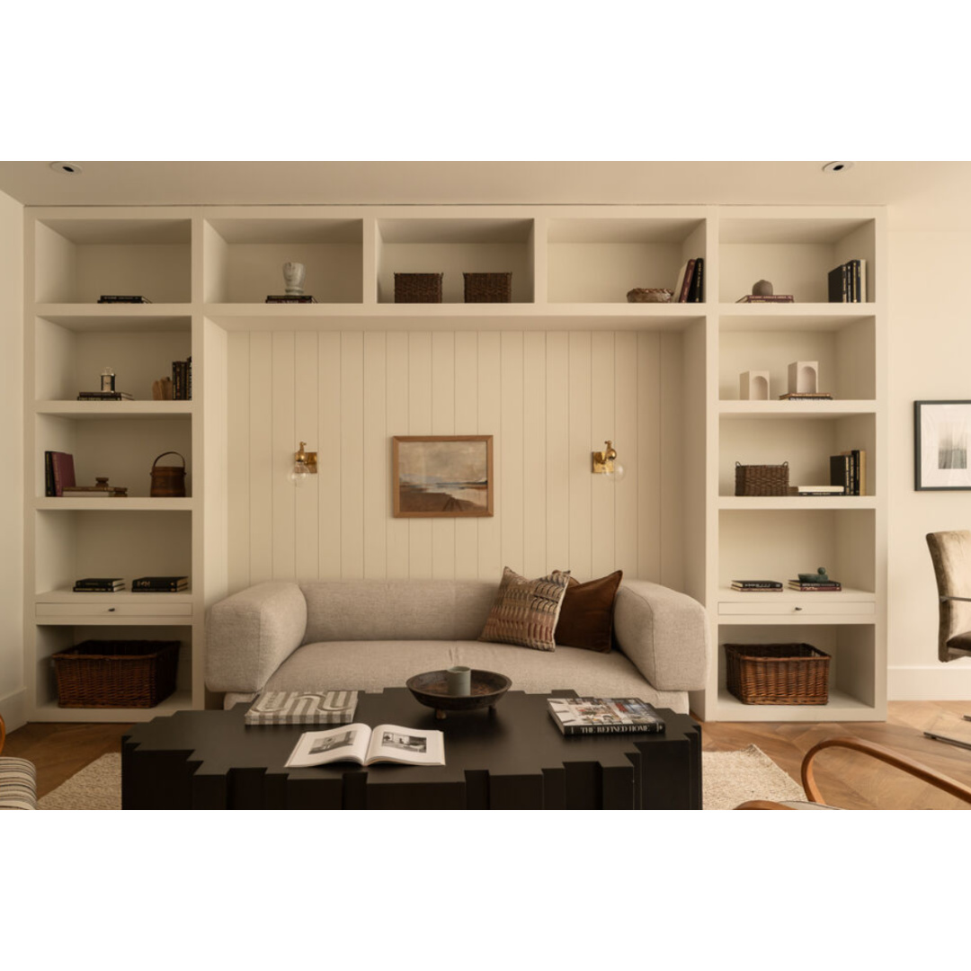 Builtins and Modern French interiors (Clements Design) in a Hidden Hills, CA storybook home with neutral decor and famous owners including Jennifer Lawrence, Jessica Simpson, and Ellen DeGeneres - Realtor.com