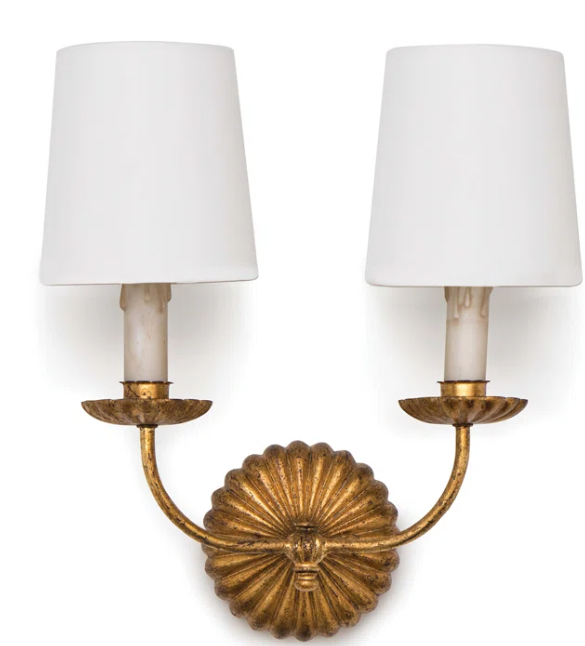 Regina Andrews double sconce with shades.