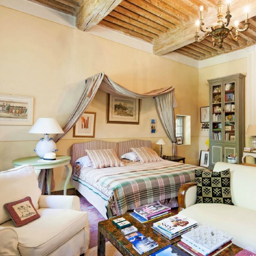 Traditional French country design and colors inside Chateau Mireille - Your Haven In.
