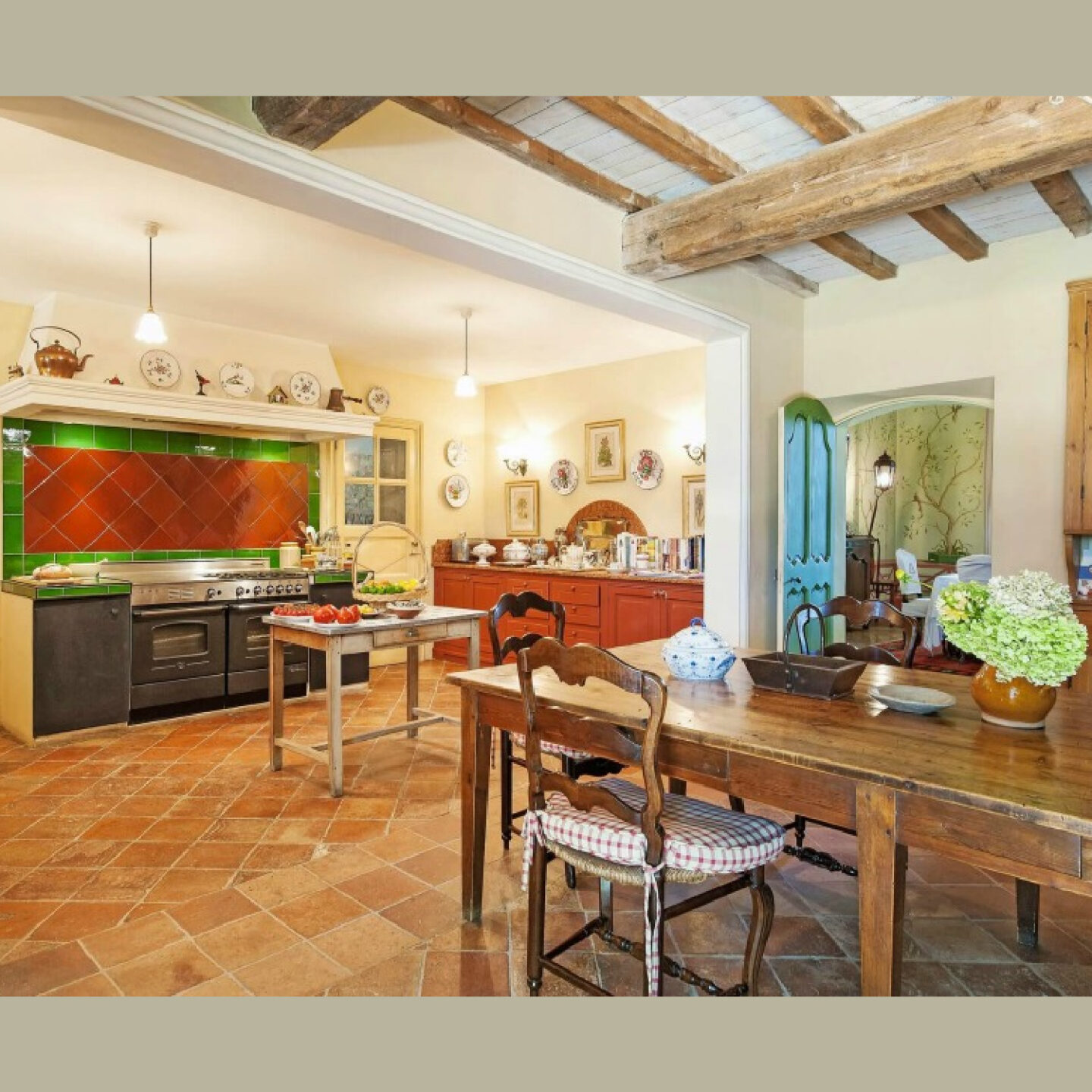 Traditional French country design and colors inside Chateau Mireille - Your Haven In.