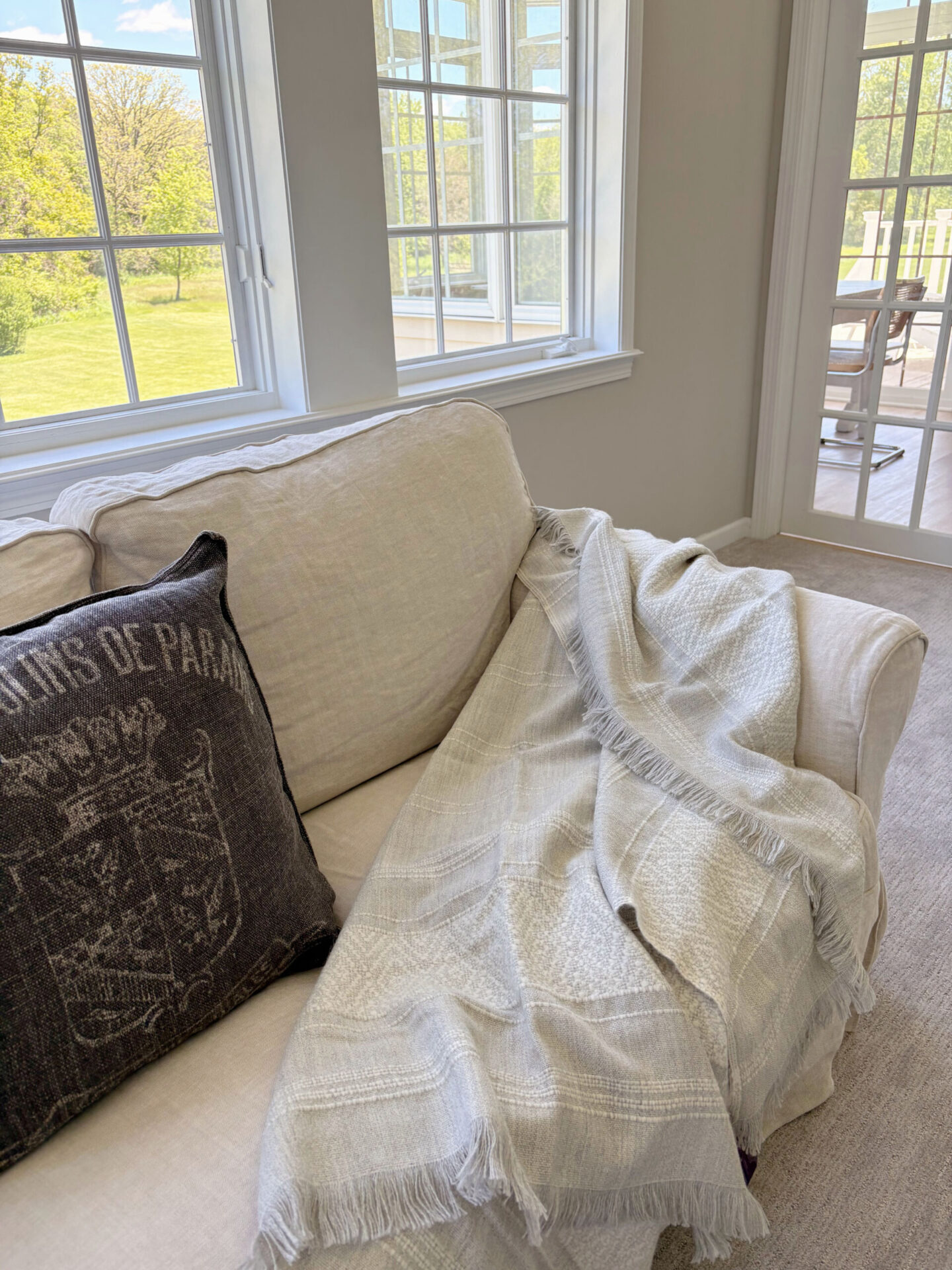 Hello Lovely's superfine alpaca handwoven throw in light grey and white by Purple Nest Design is a timeless natural collectible treasure.