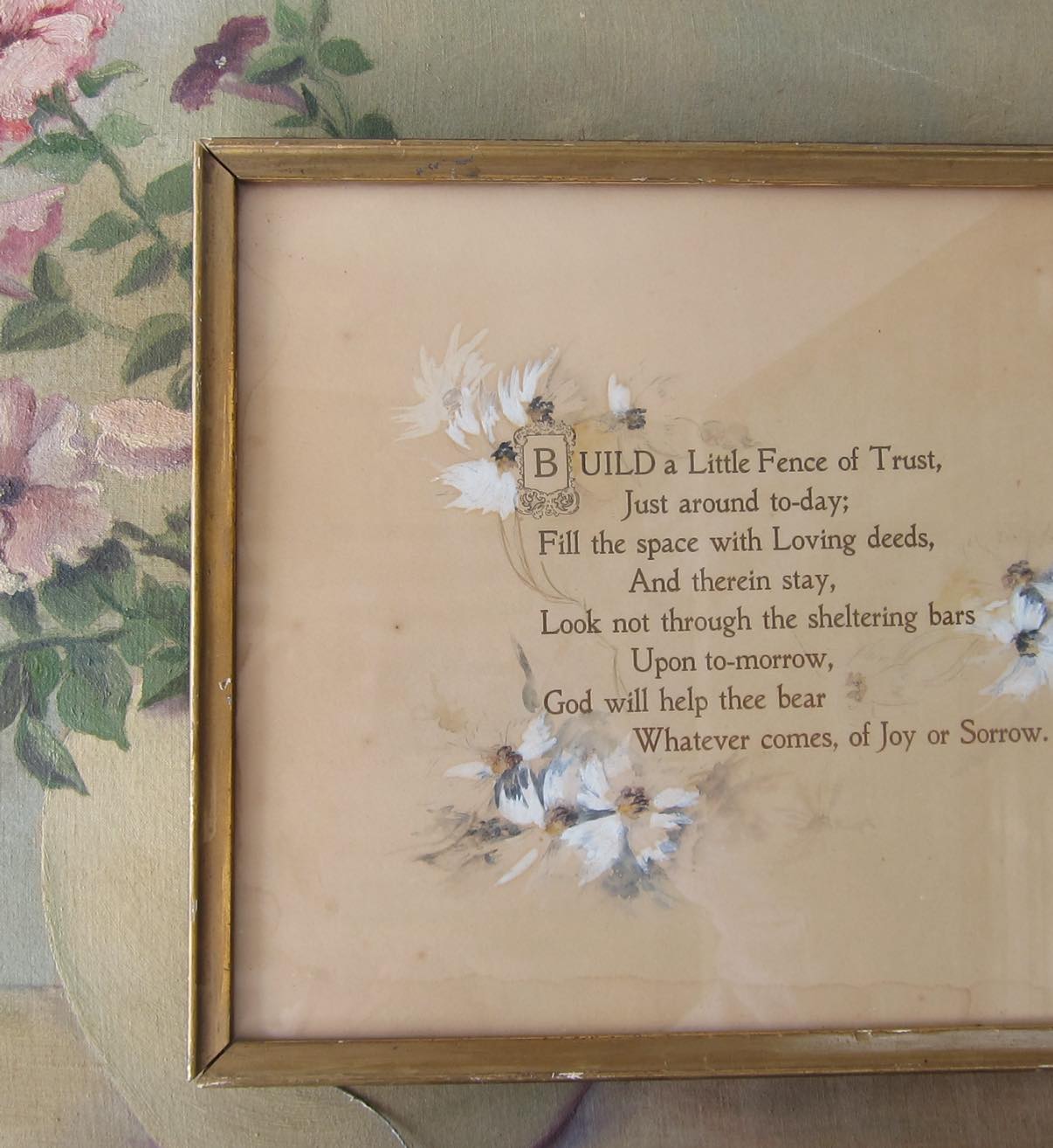 Vintage framed print collected by Rachel Ashwell of Shabby Chic.