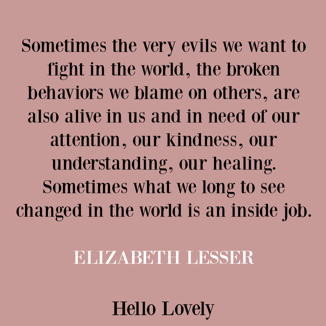 Elizabeth Lesser quote about transformation, struggle, and change on Hello Lovely Studio.
