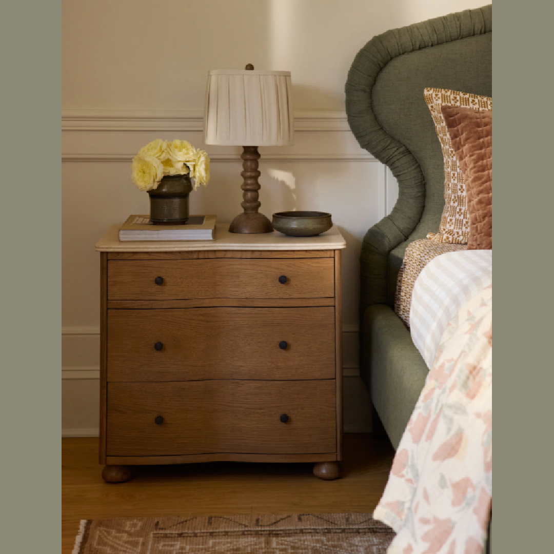 Newburgh Nightstand designed by Ginny Macdonald for Lulu & Georgia in a lovely classic bedroom.