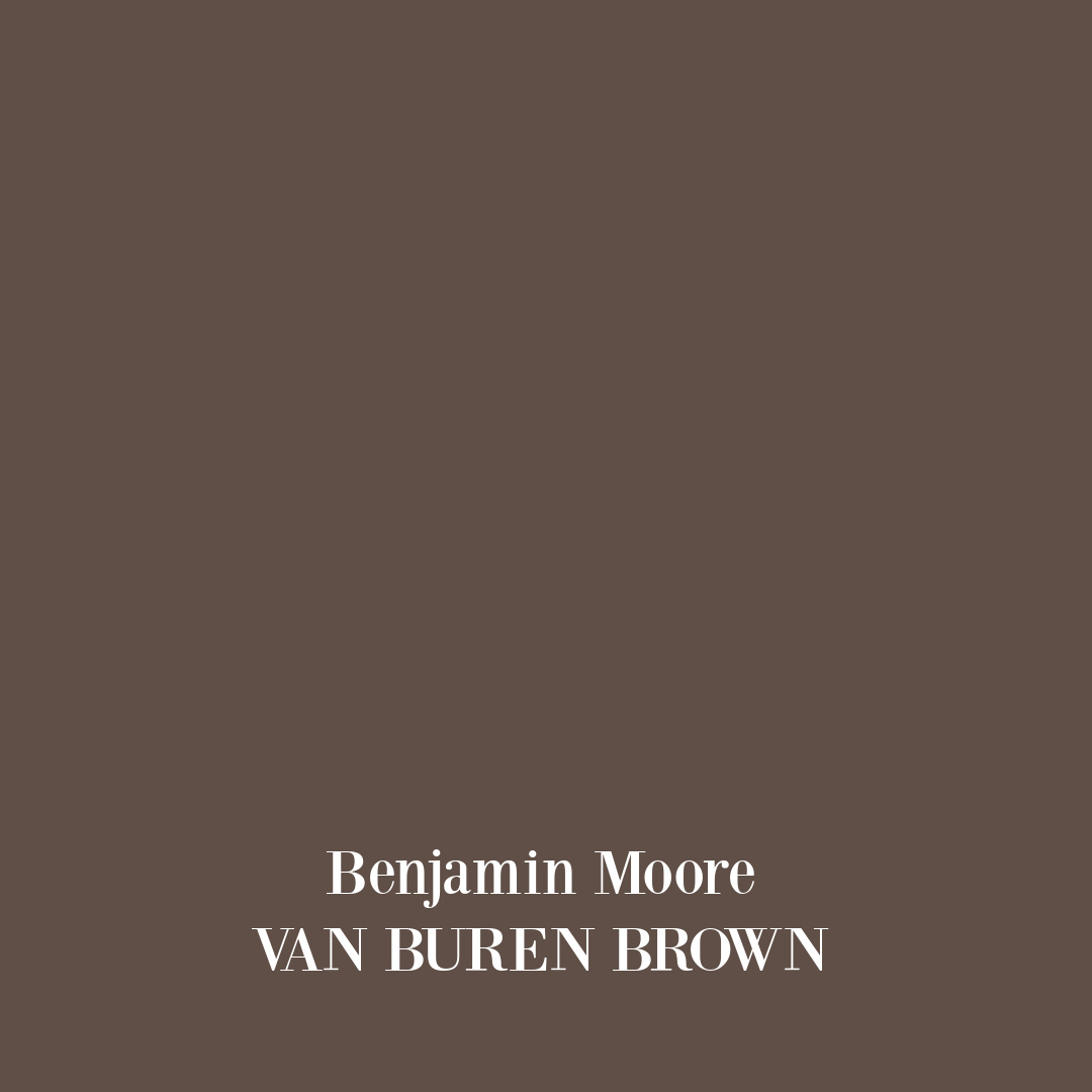 Benjamin Moore VAN BUREN BROWN paint color swatch. #brownpaintcolors