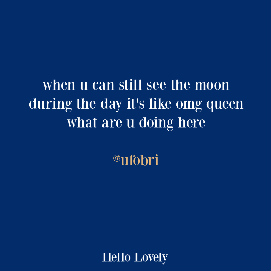 Poignant tweet about the moon from ufobri on Hello Lovely Studio.