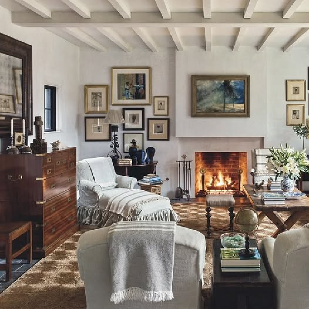 Cozy Kiawah interior with architecture by D. Stanley Dixon and design by Jackeye Lanham in Milieu magazine.